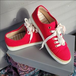 Vionic red canvas sneakers orthotic footbed